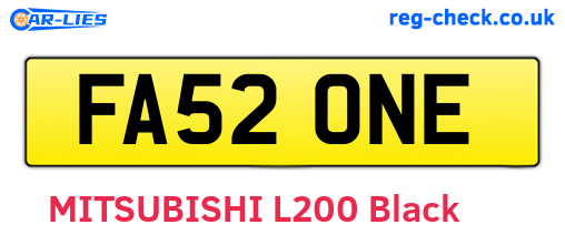 FA52ONE are the vehicle registration plates.