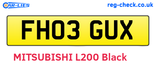 FH03GUX are the vehicle registration plates.