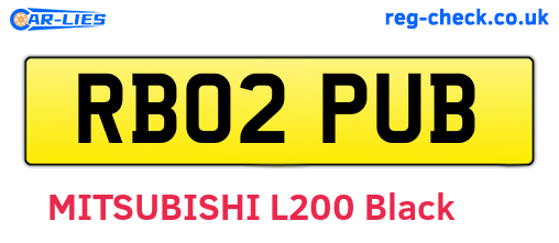 RB02PUB are the vehicle registration plates.