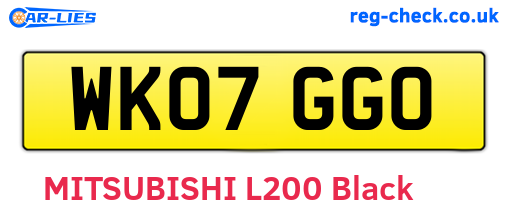 WK07GGO are the vehicle registration plates.