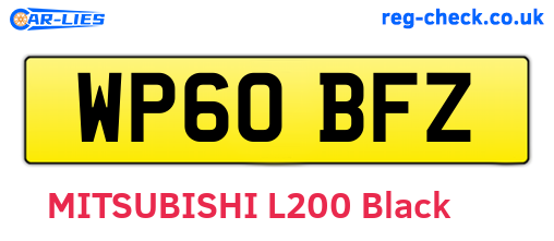 WP60BFZ are the vehicle registration plates.