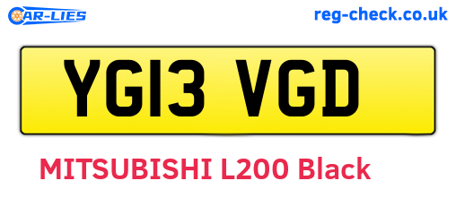 YG13VGD are the vehicle registration plates.