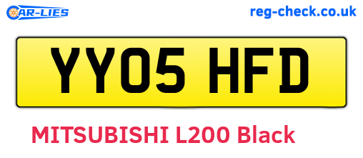 YY05HFD are the vehicle registration plates.