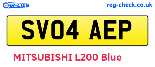 SV04AEP are the vehicle registration plates.