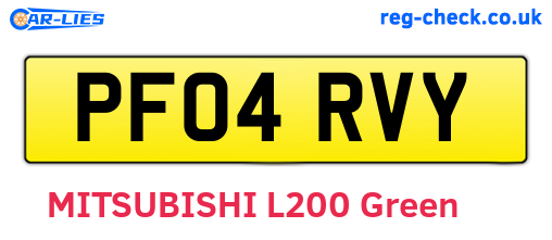 PF04RVY are the vehicle registration plates.