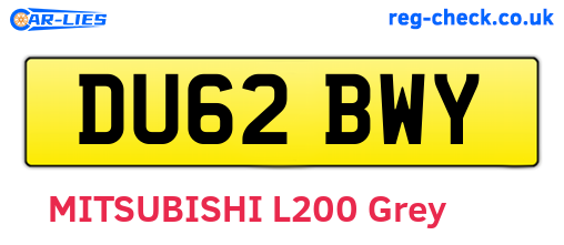 DU62BWY are the vehicle registration plates.