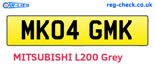 MK04GMK are the vehicle registration plates.