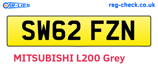 SW62FZN are the vehicle registration plates.
