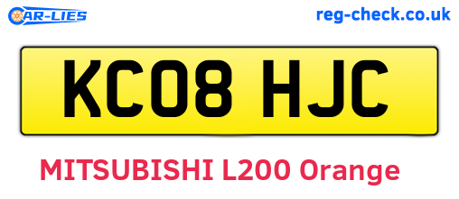 KC08HJC are the vehicle registration plates.