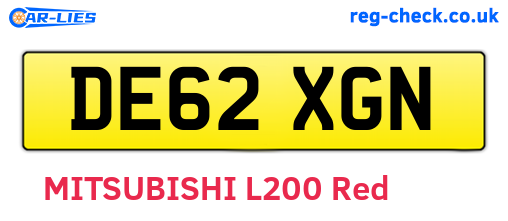 DE62XGN are the vehicle registration plates.