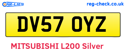 DV57OYZ are the vehicle registration plates.