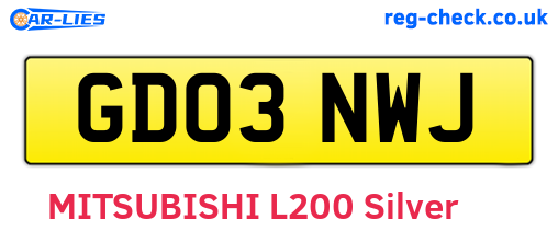 GD03NWJ are the vehicle registration plates.