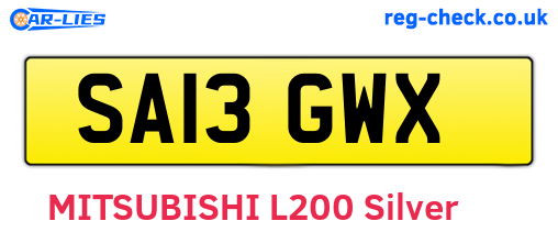 SA13GWX are the vehicle registration plates.