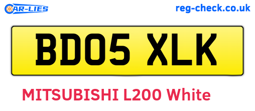 BD05XLK are the vehicle registration plates.