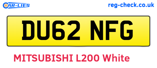 DU62NFG are the vehicle registration plates.