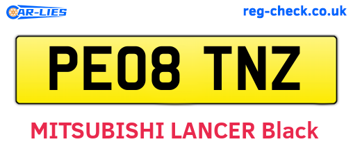 PE08TNZ are the vehicle registration plates.
