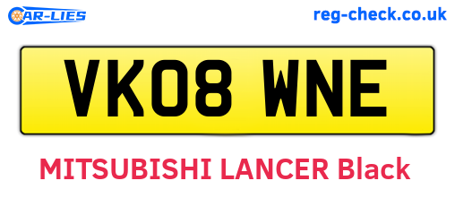 VK08WNE are the vehicle registration plates.