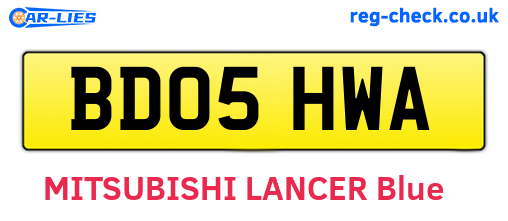 BD05HWA are the vehicle registration plates.