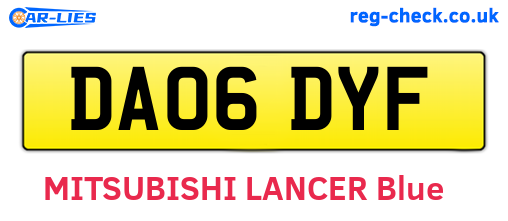 DA06DYF are the vehicle registration plates.