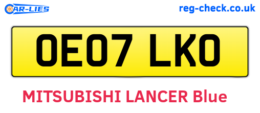 OE07LKO are the vehicle registration plates.