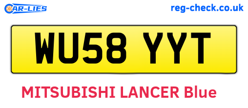 WU58YYT are the vehicle registration plates.