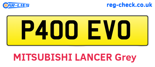 P400EVO are the vehicle registration plates.