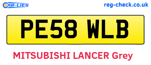 PE58WLB are the vehicle registration plates.