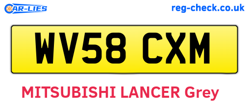 WV58CXM are the vehicle registration plates.