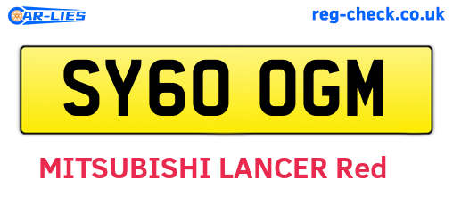 SY60OGM are the vehicle registration plates.