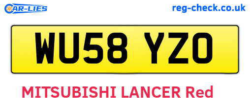 WU58YZO are the vehicle registration plates.