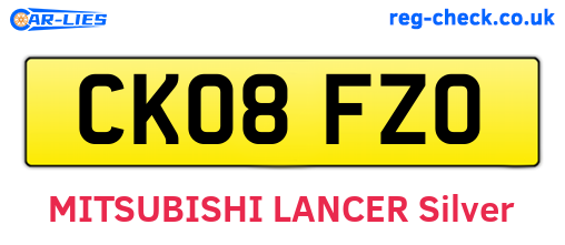 CK08FZO are the vehicle registration plates.