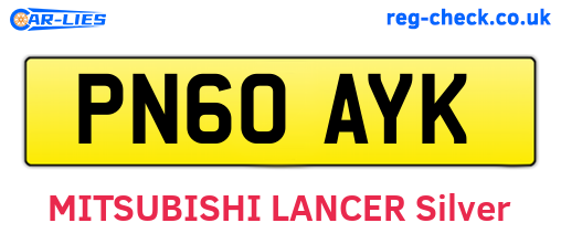 PN60AYK are the vehicle registration plates.