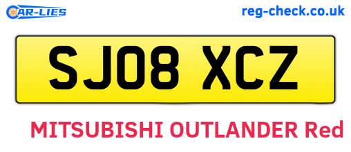 SJ08XCZ are the vehicle registration plates.