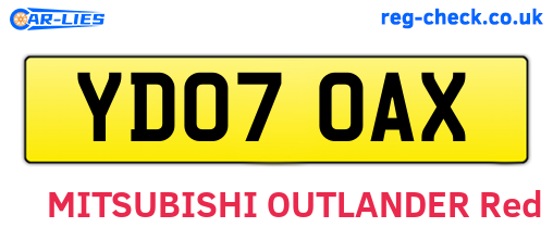 YD07OAX are the vehicle registration plates.