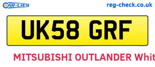 UK58GRF are the vehicle registration plates.