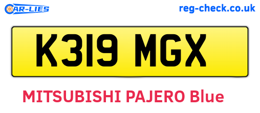K319MGX are the vehicle registration plates.
