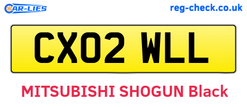 CX02WLL are the vehicle registration plates.