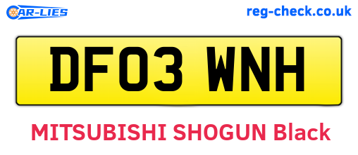 DF03WNH are the vehicle registration plates.