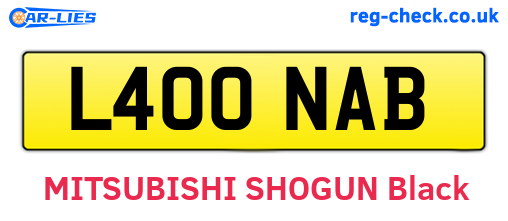 L400NAB are the vehicle registration plates.