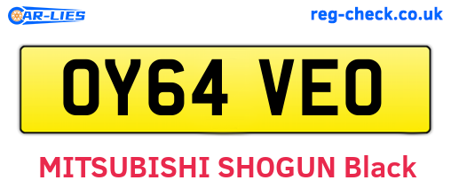 OY64VEO are the vehicle registration plates.