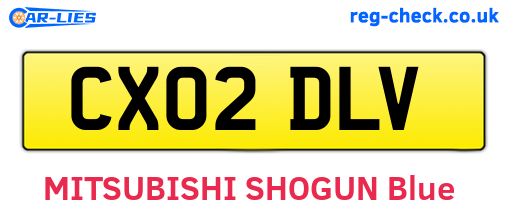 CX02DLV are the vehicle registration plates.