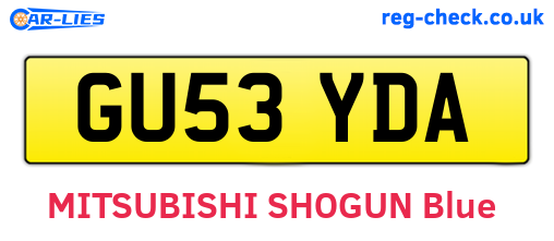 GU53YDA are the vehicle registration plates.
