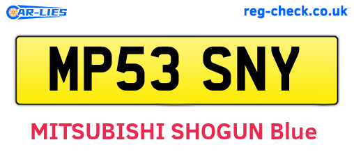 MP53SNY are the vehicle registration plates.