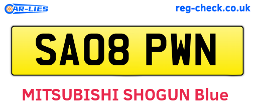 SA08PWN are the vehicle registration plates.