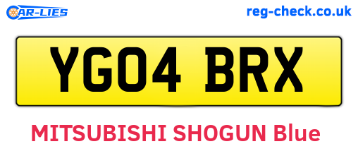 YG04BRX are the vehicle registration plates.