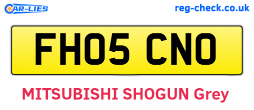 FH05CNO are the vehicle registration plates.