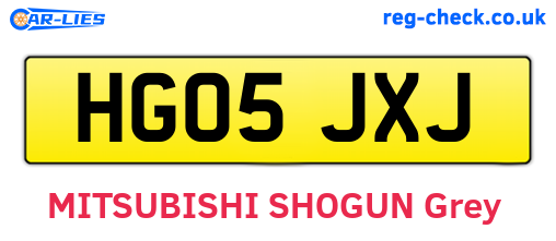 HG05JXJ are the vehicle registration plates.