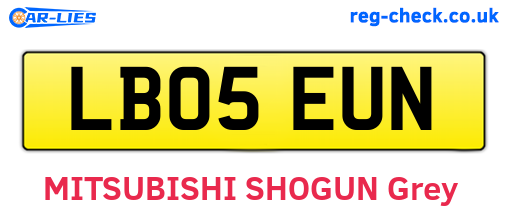 LB05EUN are the vehicle registration plates.