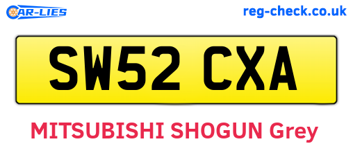 SW52CXA are the vehicle registration plates.