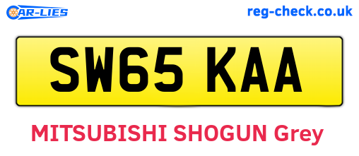 SW65KAA are the vehicle registration plates.